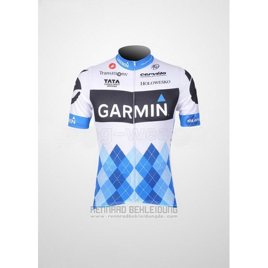 2011 Fahrradbekleidung Garmin Cervelo Blau und Wei Trikot Kurzarm und Tragerhose - zum Schließen ins Bild klicken